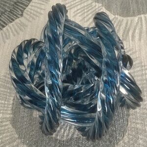 Art Glass Twisted Blue Clear Glass Infinity Knot Figure
